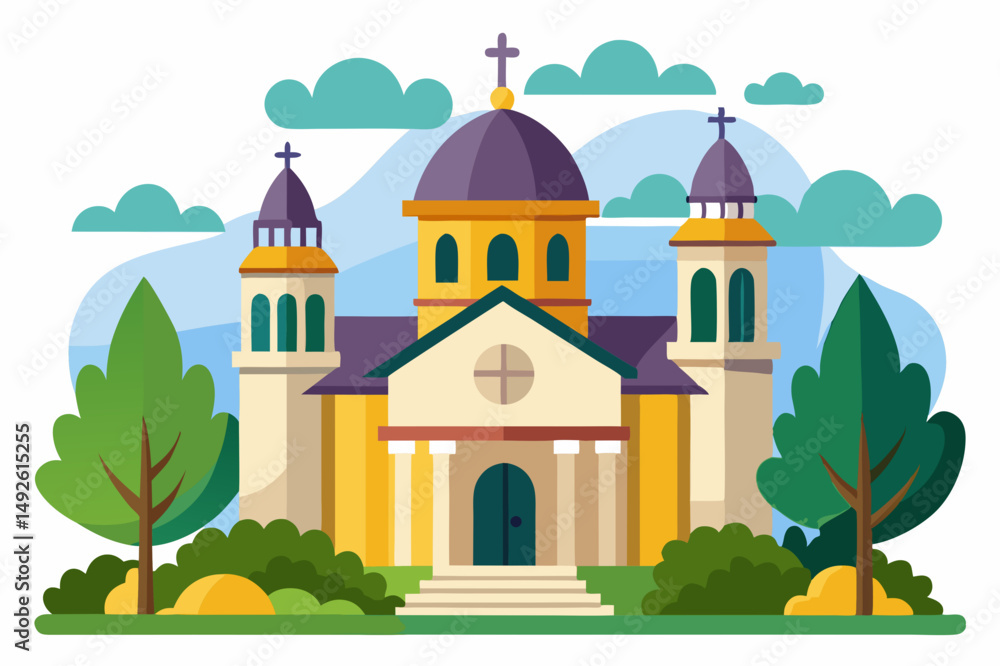 Fototapeta premium Church Building Vector Image