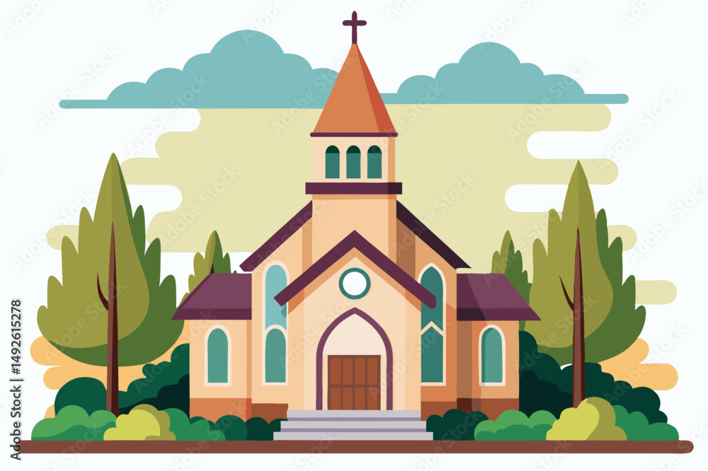 Church Building Vector Image Church Building Vector Image