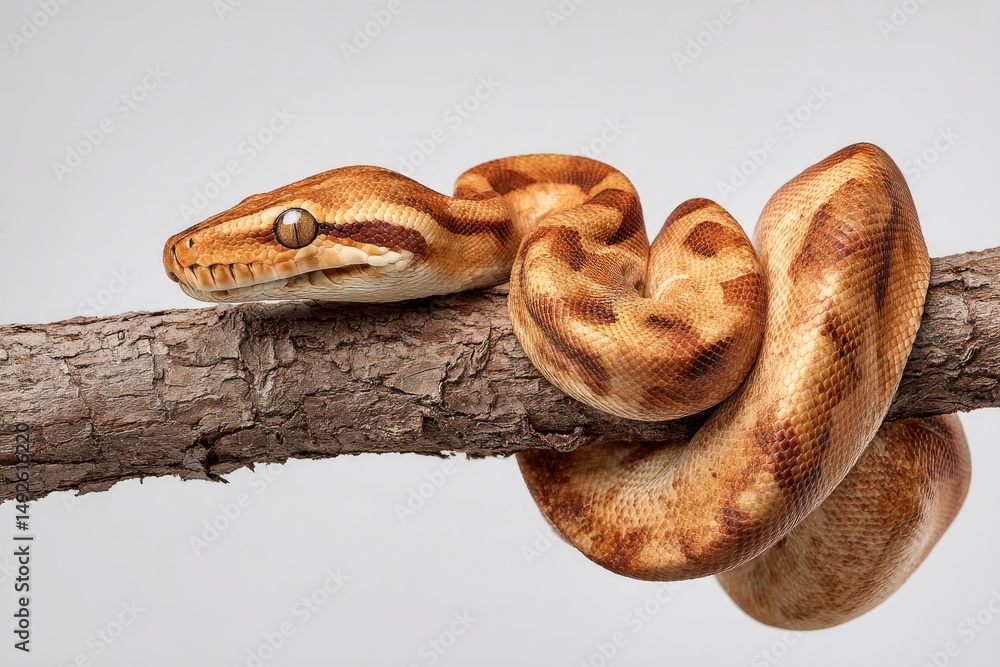Obraz premium Elegant Python on Branch: A Serene, Studio-Style Portrait