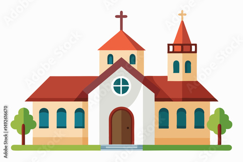 Church Background Vector White Background
