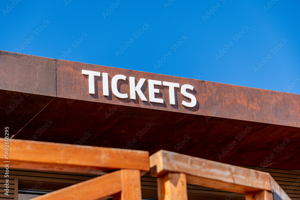 Fototapeta premium Ticket Counter Sign at Etna Cableway Station