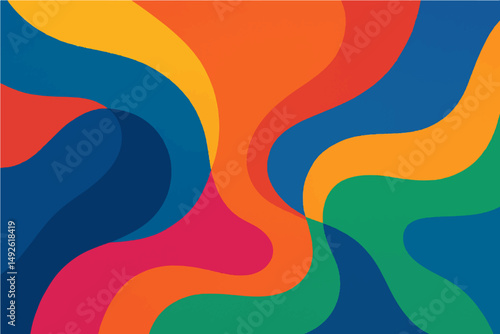 Abstract colorful waves vector design illustration art with rainbow hues and wavy lines.