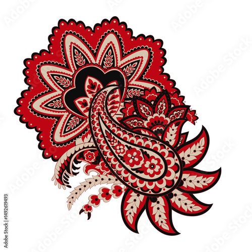 Paisley vector isolated pattern. Damask style Vintage illustration