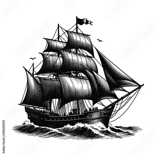 Pirate ship isolated on white