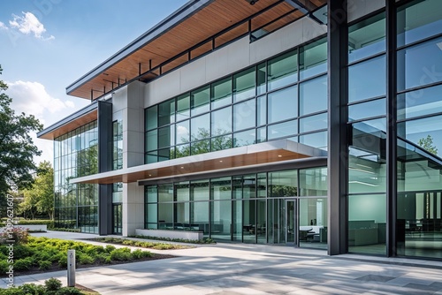 Wallpaper Mural Sophisticated Commercial Office Facade Featuring Large Glass Window Design Torontodigital.ca