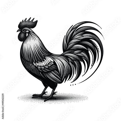 Rooster isolated on white background