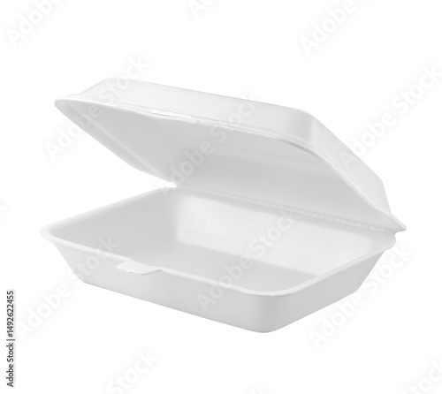 Obraz na płótnie Styrofoam lunch box or white foam clamshell food containers/ White styrofoam food box isolated