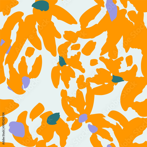 Floral seamless pattern with yellow flowers. Vector background, design, print