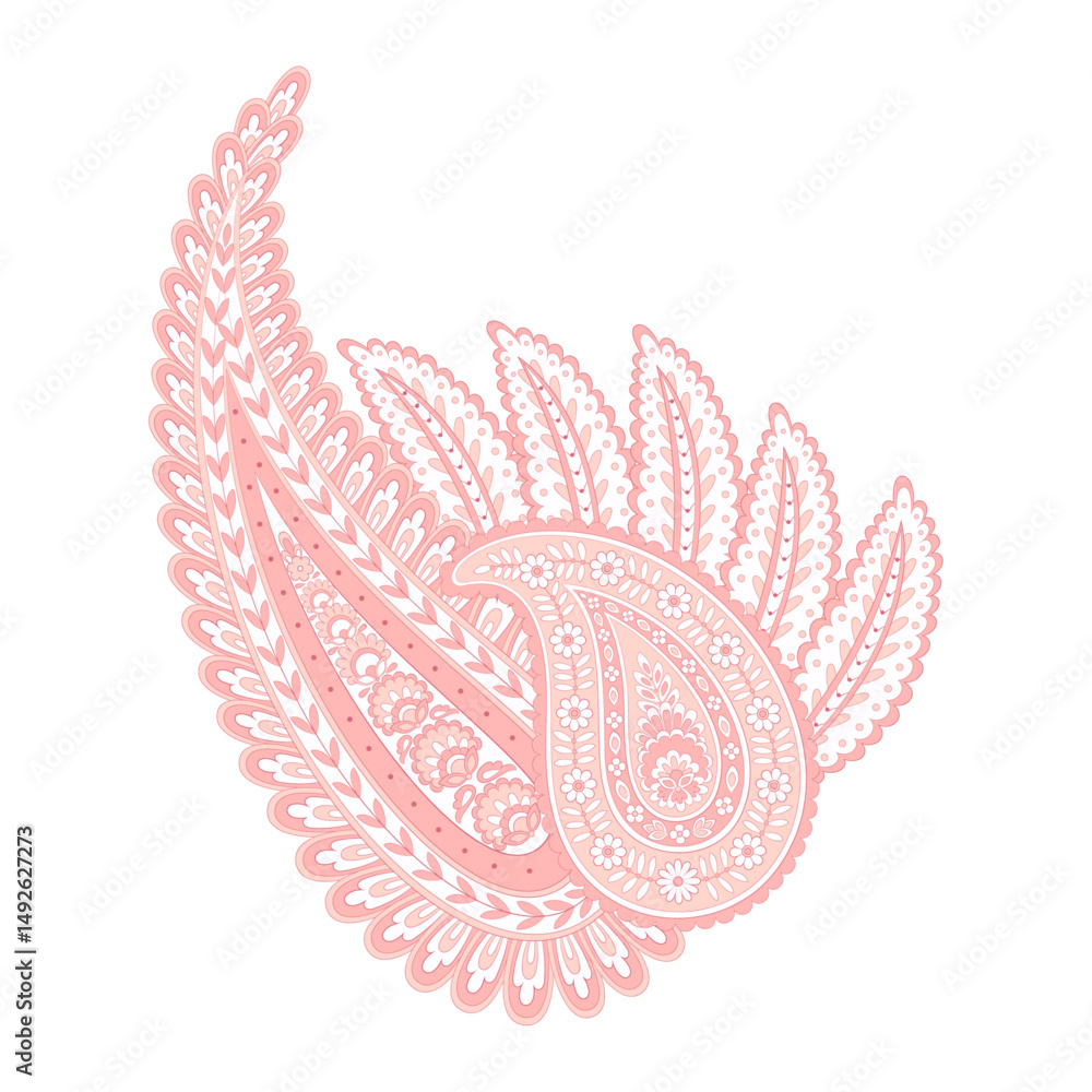 Fototapeta premium Paisley isolated. Card with paisley isolated for design. Floral vector pattern. Embroidery floral vector pattern.