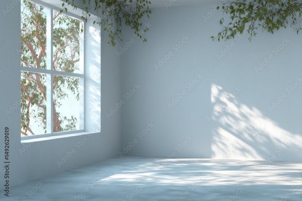 Fototapeta premium Indoor greenery interior with window and natural light