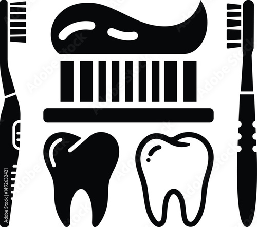 Dental hygiene essentials toothbrush toothpaste teeth