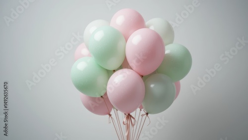 Wallpaper Mural Pastel Colored Balloons in a Group Floating Against a Light Background for a Party Decoration Torontodigital.ca