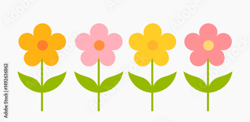 Obraz na płótnie Flowers colorful design elements in pastel colors. Vector illustration. w salonie