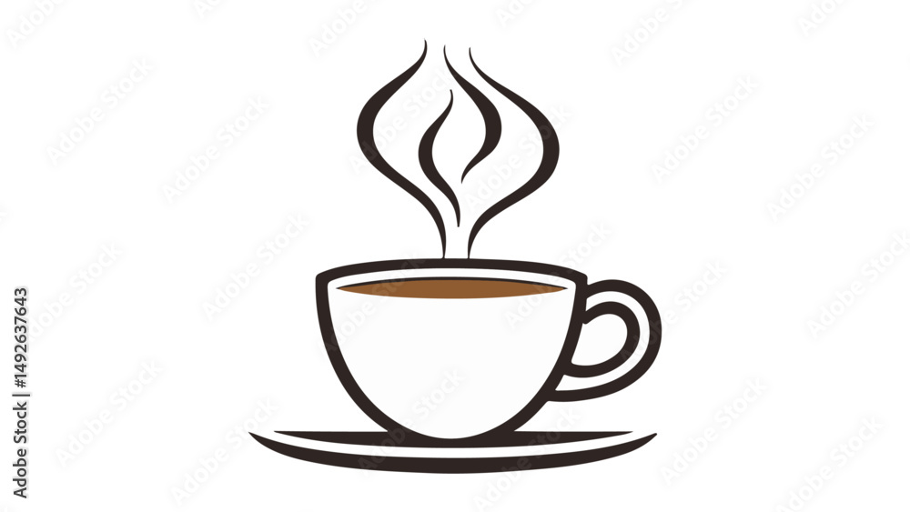 Fototapeta premium simple illustration of beautiful smoking cup of tee vector shape icon