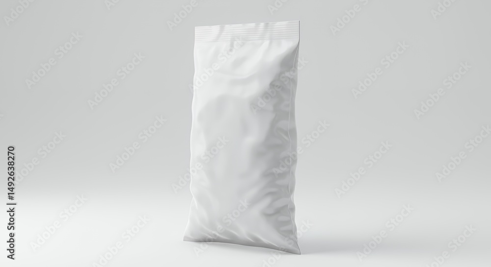 Obraz premium Realistic Vertical Textured White Fabric Bag With Subtle Ripples and Folds Isolated on White Background