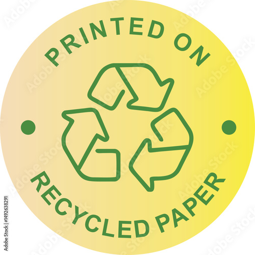 Printed on Recycled Paper Vector Label – Eco Friendly, Green, Sustainable, Badge Design