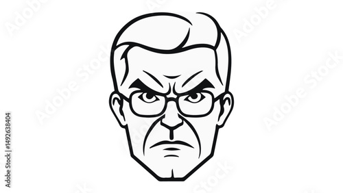 angry grandpa face vector illustration, angry old businessman vector illustration