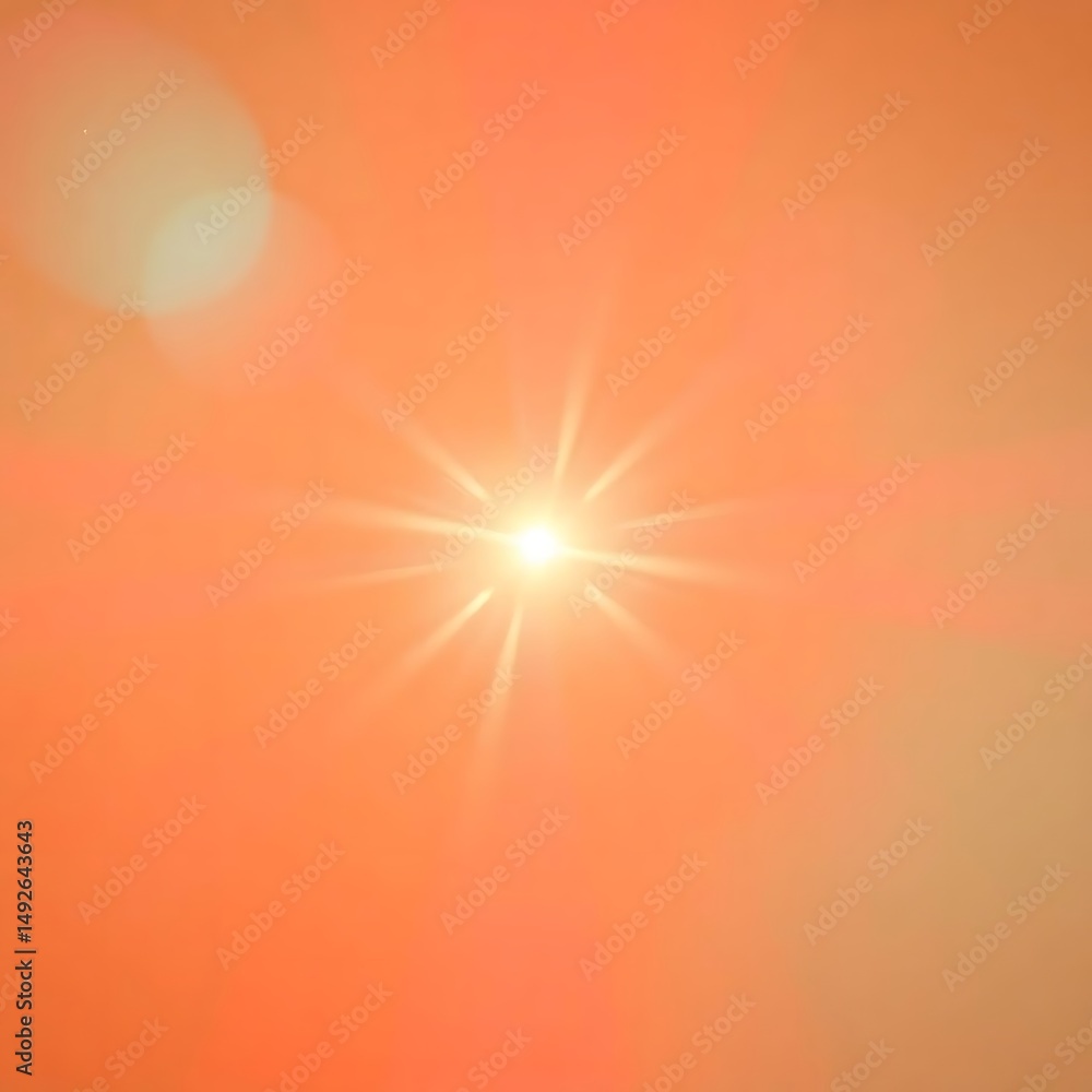 Fototapeta premium Bright Sun Rays Orange Sky Background