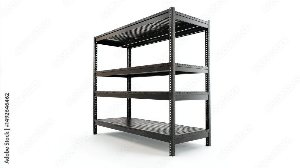 Heavy-duty garage shelves isolated on white background Heavy-duty garage shelves isolated on white background