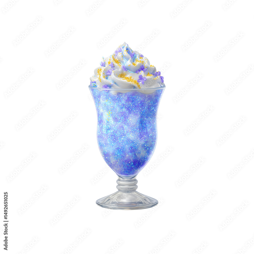 Galaxy Sparkle Sundae Whipped Cream and Cosmic Blue Dessert in Elegant Glass Galaxy Sparkle Sundae Whipped Cream and Cosmic Blue Dessert in Elegant Glass