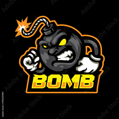 Cartoon Explosive Bomb Mascot Logo