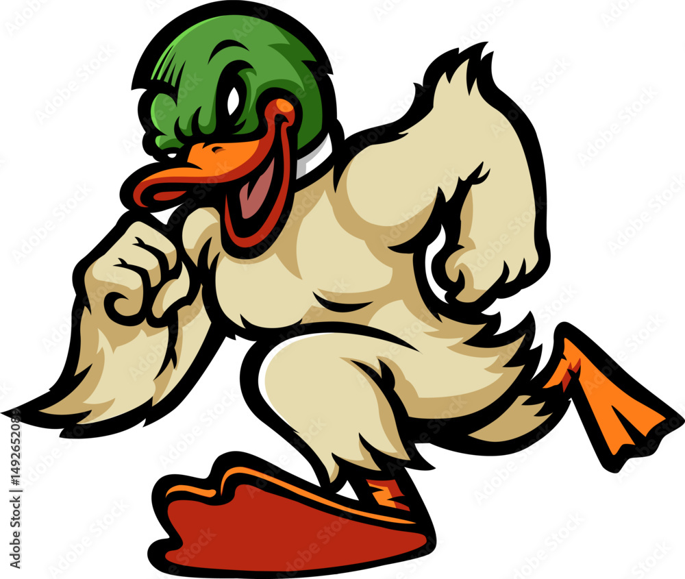 Obraz premium Duck Running Mascot Cartoon Design