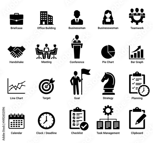 Essential business icons set flat design vector illustration