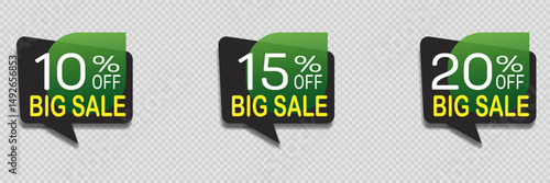 Modern sale discount banner in green and black design.