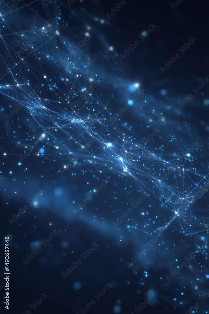Fototapeta premium Abstract network connection with dots and lines in blue color scheme representing technology and science