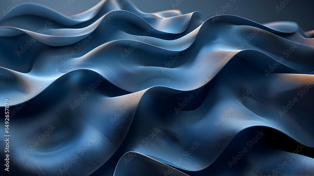 Obraz premium Abstract 3D Blue Wavy Background