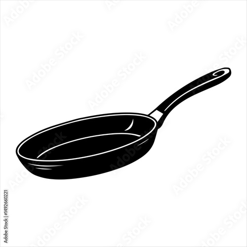 Frying pan kitchen utensil silhouette design