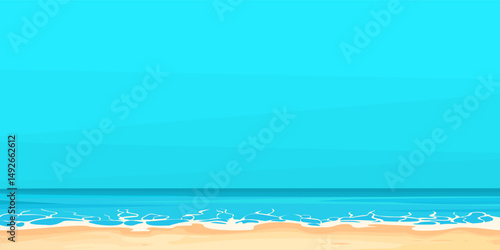 Cartoon flat illustration of beach ocean view