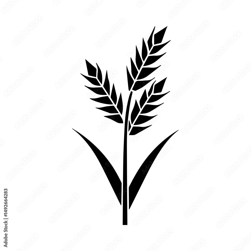 Fototapeta premium Simple Wheat Stalk Icon: A striking black and white illustration of a wheat stalk, embodying the essence of agriculture and natural abundance.