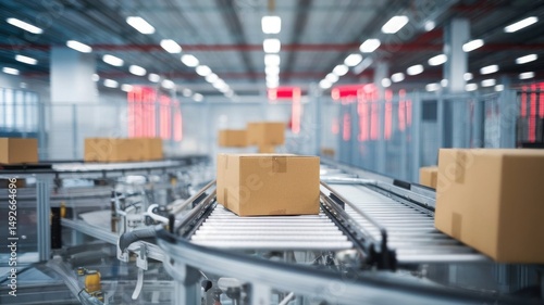 Wallpaper Mural Automated cardboard package distribution in the industrial warehouse setting Torontodigital.ca