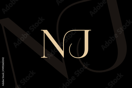 NJ or JN letter logo icon design. Classic style luxury initials monogram.