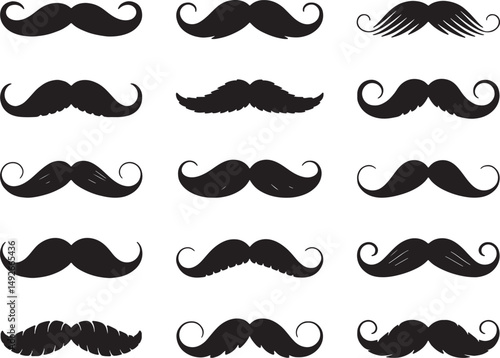 Collection of various mustache silhouettes