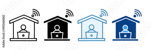 Telecommuting  Icon Set Multiple Style Collection