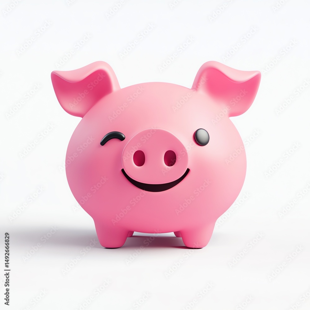 Delightful pink piggy bank with a cheerful expression and playful demeanor Delightful pink piggy bank with a cheerful expression and playful demeanor