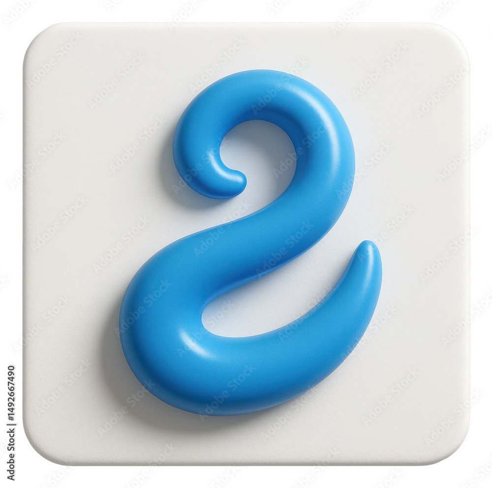 Blue Glossy Number Two 3D Render Blue Glossy Number Two 3D Render