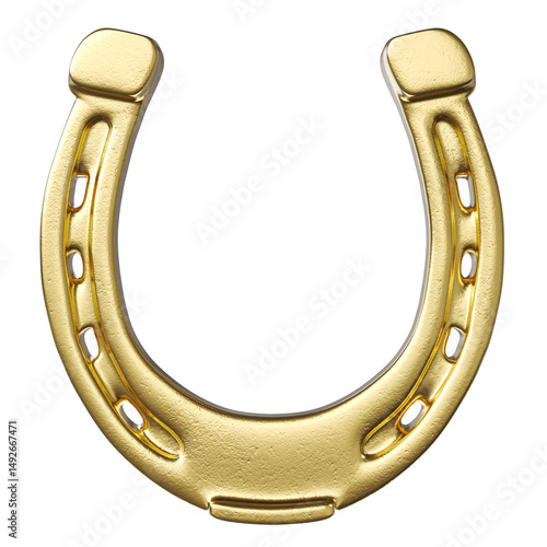 Konstfotografi Shiny golden horseshoe representing luck  transparent background 3d