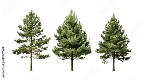 Eastern white pine, Pinus strobus tree, northern white pine, soft pine, Weymouth pine, isolated tree, vector illustration, evergreen forest, timber wood, natural landscape.