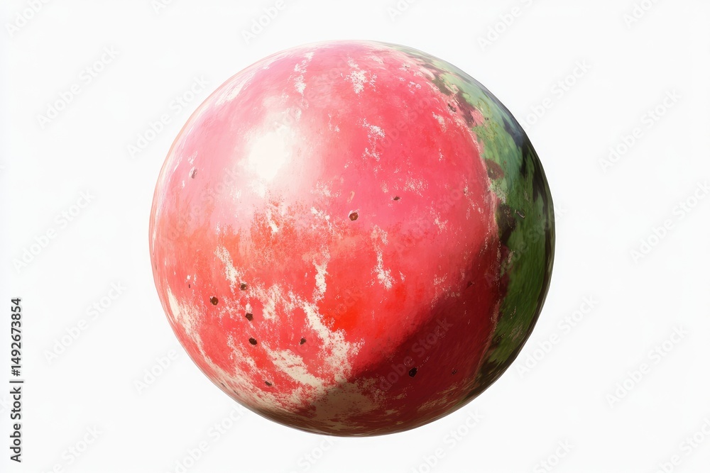 Fototapeta premium Round, vibrant sphere with red and green marbled design