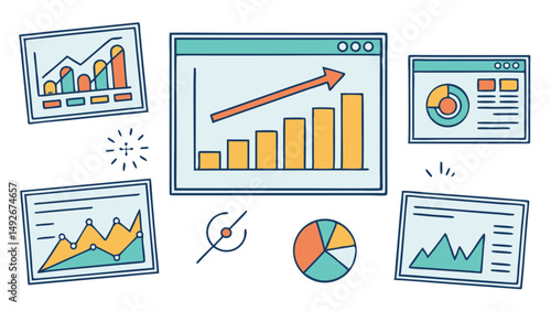 Business growth charts data analysis infographic
