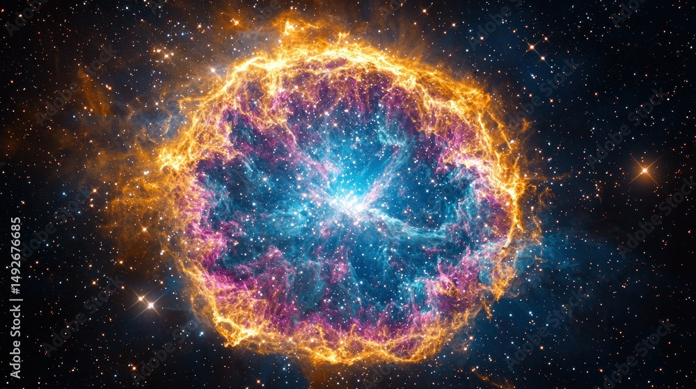 Colorful, glowing nebula in space Colorful, glowing nebula in space
