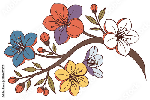 36 a wreath of colorful flowers, blooming florals in vibrant hues of blue, purple, red, orange and yellow, delicate petals, intricate designs, artistic floral arrangement, natural beauty, floral compo