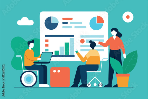 Inclusive workplace team collaboration data analysis meeting
