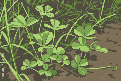 39 closeup of lush green clover field,macro shot of clover leaves,shallow depth of field,natural lighting,rich soil texture,organic,vibrant colors,nature photography