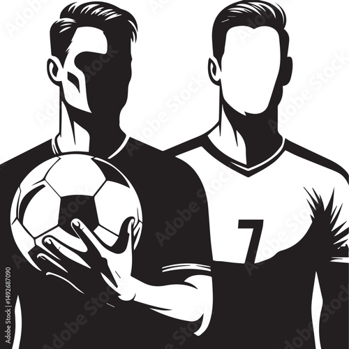Dynamic Football Player Illustrations in Bold Graphic Style