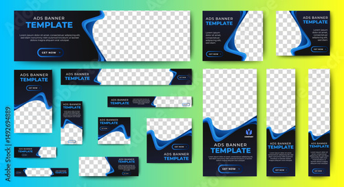 Business Banner Set for web display ads template. vector
