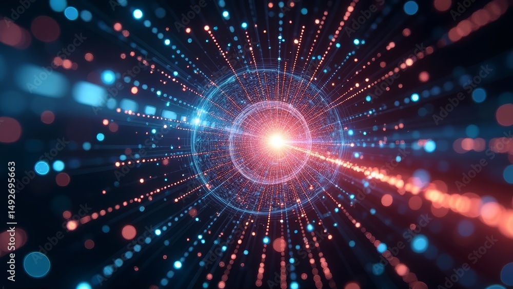 Naklejka premium Future Quantum Communication Node Diagram